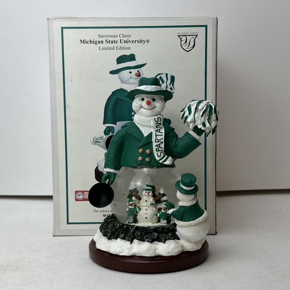 Michigan State University MSU Snowman Cheer Snowglobe 2003